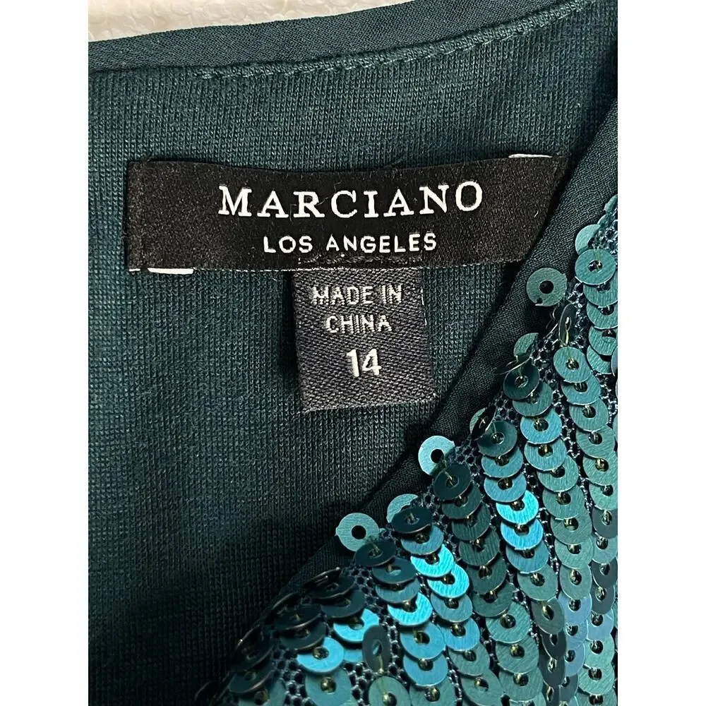 Marciano sequined A line mini dress size 14 (Girls) Teal - Picture 14 of 14
